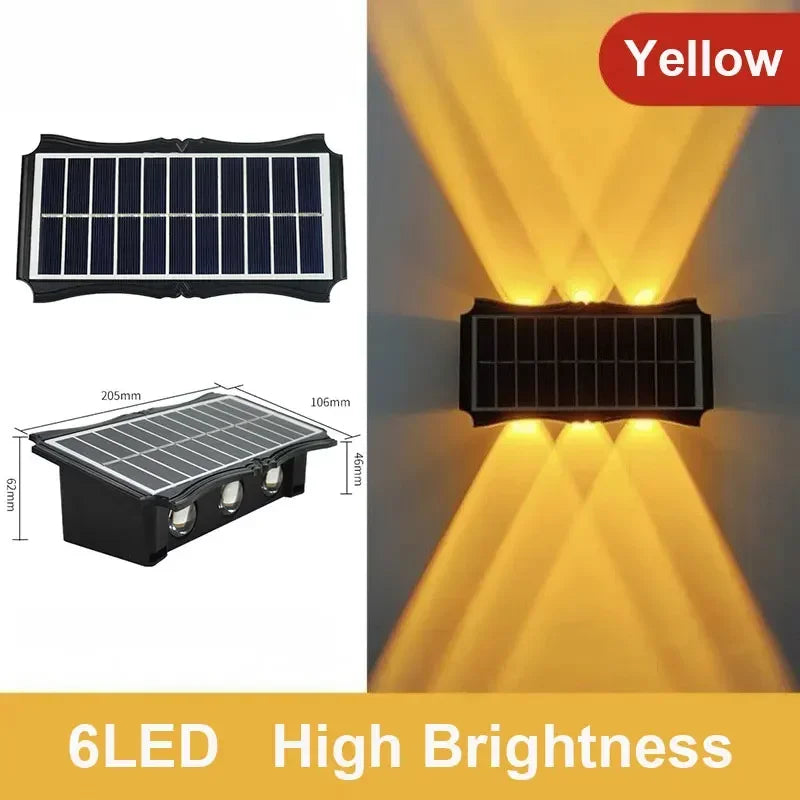 Waterproof LED Solar Wall Lamps with Brightness Adjustment | Elegant Design for Gardens and Balconies