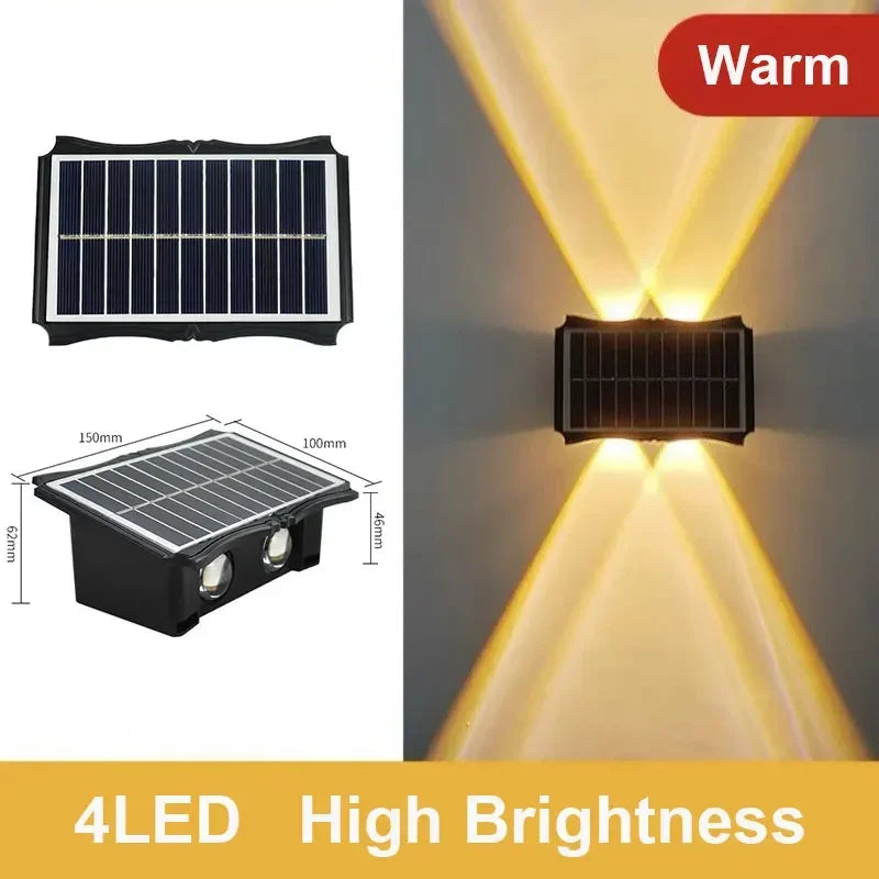 Waterproof LED Solar Wall Lamps with Brightness Adjustment | Elegant Design for Gardens and Balconies