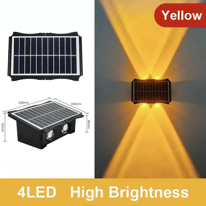 Waterproof LED Solar Wall Lamps with Brightness Adjustment | Elegant Design for Gardens and Balconies