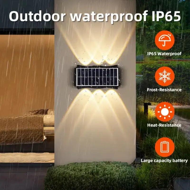 Waterproof LED Solar Wall Lamps with Brightness Adjustment | Elegant Design for Gardens and Balconies