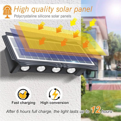 Waterproof LED Solar Wall Lamps with Brightness Adjustment | Elegant Design for Gardens and Balconies