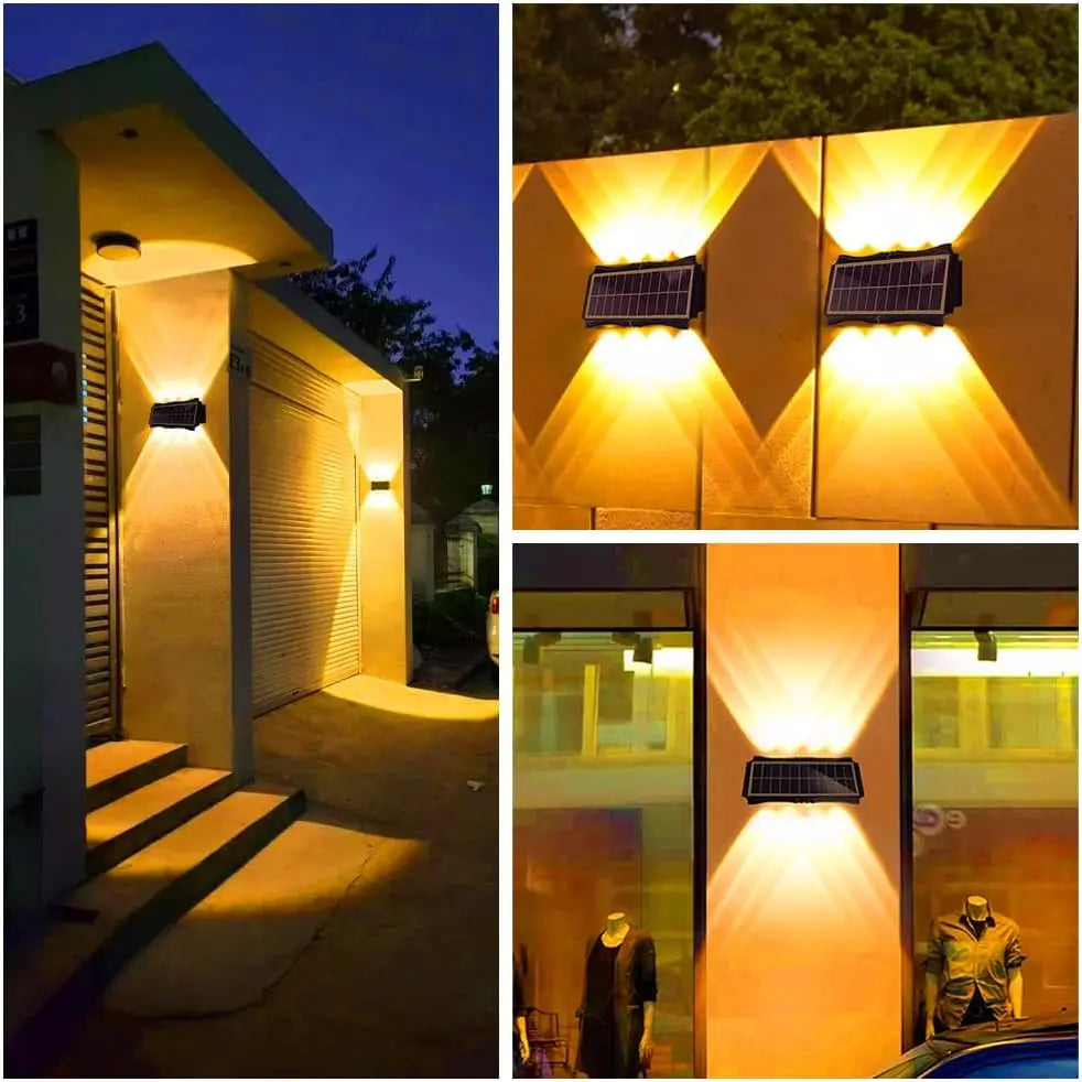 Waterproof LED Solar Wall Lamps with Brightness Adjustment | Elegant Design for Gardens and Balconies