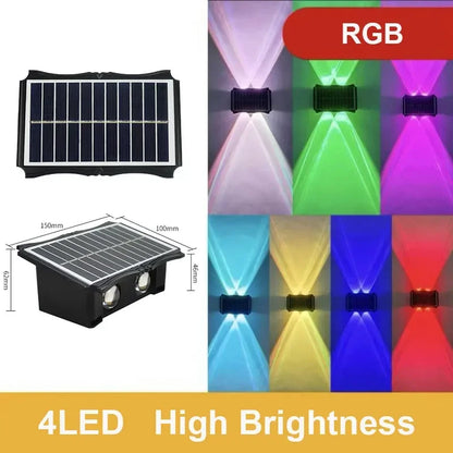 Waterproof LED Solar Wall Lamps with Brightness Adjustment | Elegant Design for Gardens and Balconies