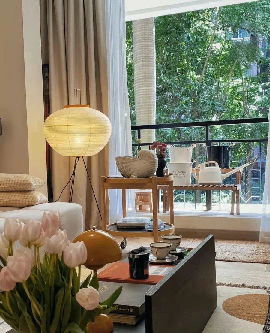 Minimalist Floor Lamp with Soft Paper Lampshade