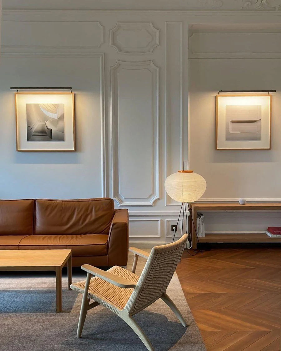 Minimalist Floor Lamp with Soft Paper Lampshade