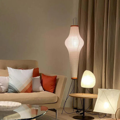 Minimalist Floor Lamp with Soft Paper Lampshade