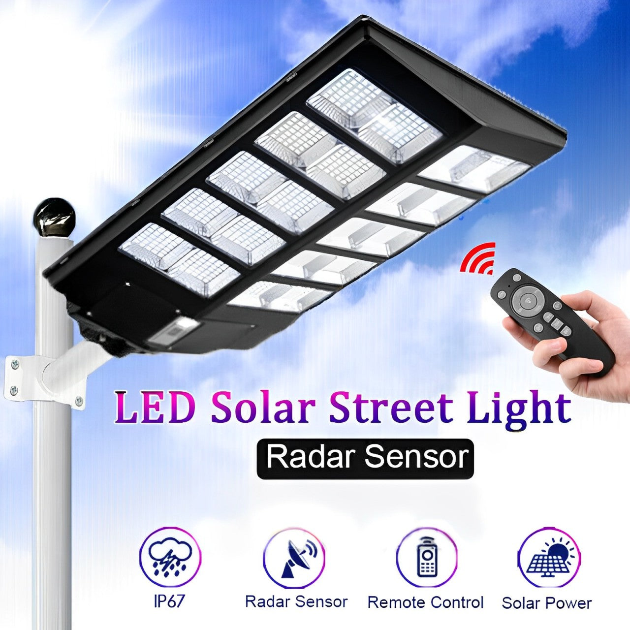 LED Solar Street Lamp - Motion Detection for Security and Efficient Lighting