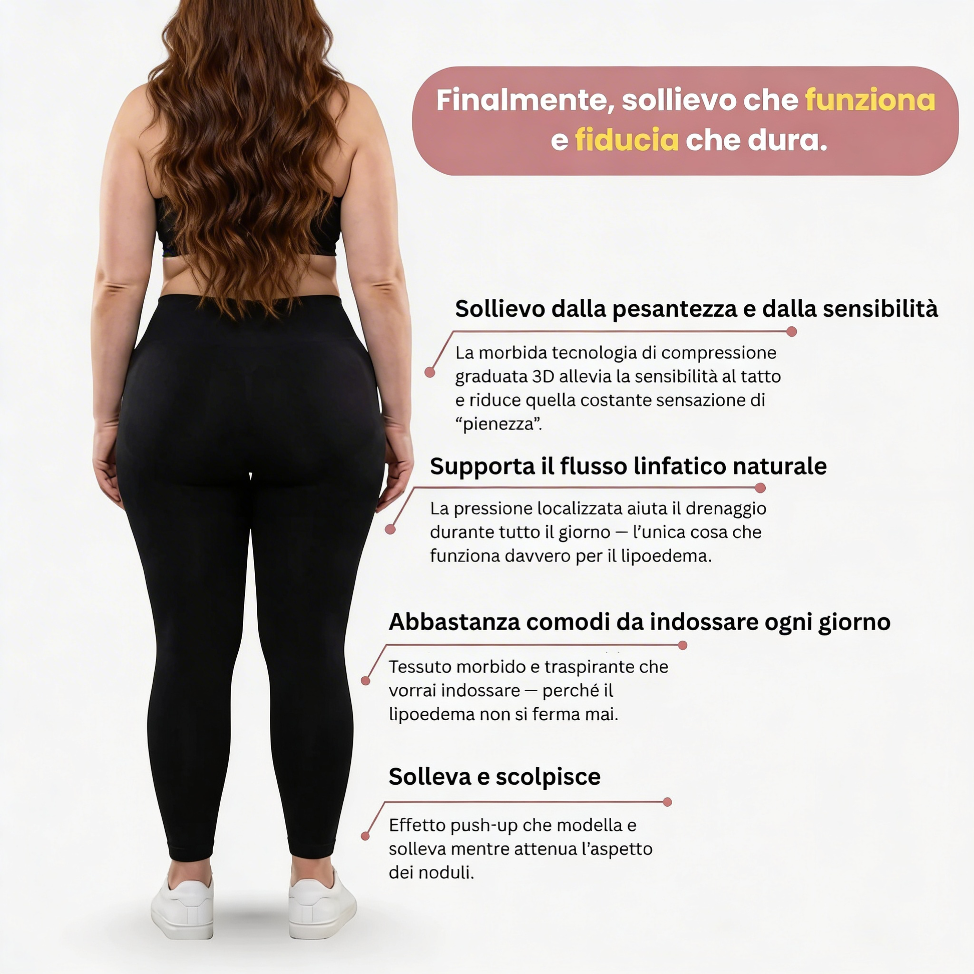 Leggings Donna | Leggings 3D a Vita Alta con Supporto per Lipedema | Comfort e Vestibilità Ottimale per Uso Quotidiano 2