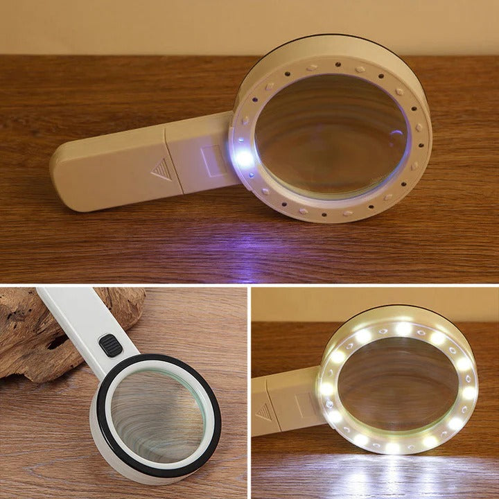 Lente di Ingrandimento 30X con Illuminazione LED per Ispezioni Dettagliate e Lettura Facile