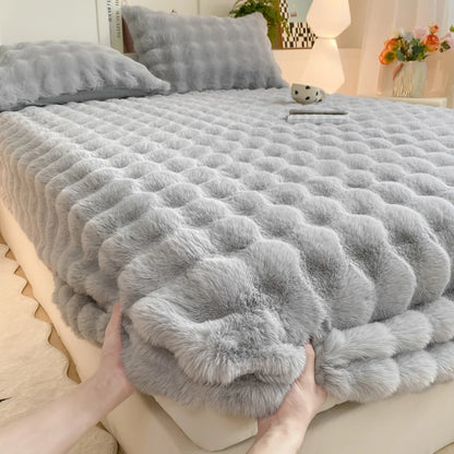 Lenzuolo Letto Singolo in Pile di Coniglio con Angoli Morbidi | Tessuto Traspirante per Comfort Invernale 1
