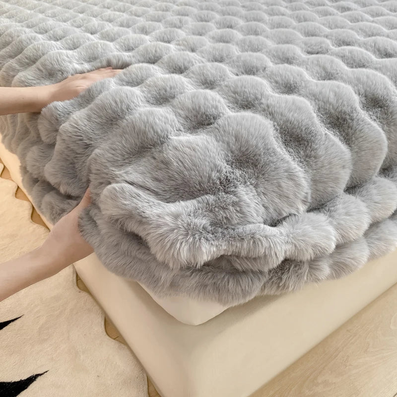 Lenzuolo Letto Singolo in Pile di Coniglio con Angoli Morbidi | Tessuto Traspirante per Comfort Invernale 2