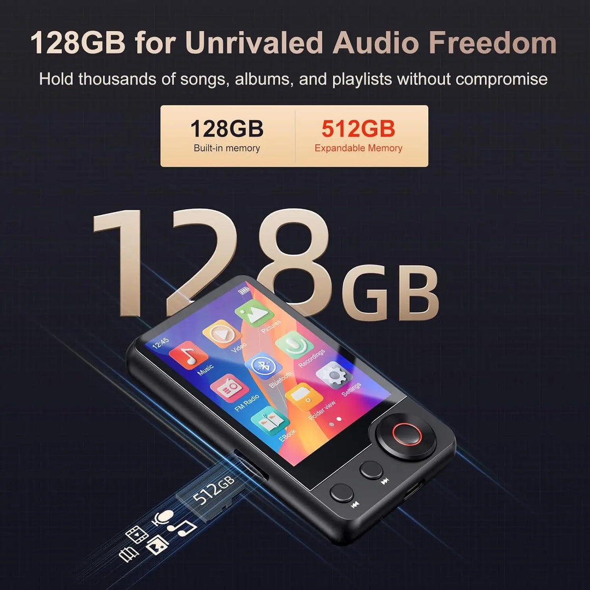 Lettore MP3 Portatile con Bluetooth 5.3 e Memoria Espandibile fino a 512 GB | Audio HiFi e Touchscreen per Esperienza Musicale Unica 1