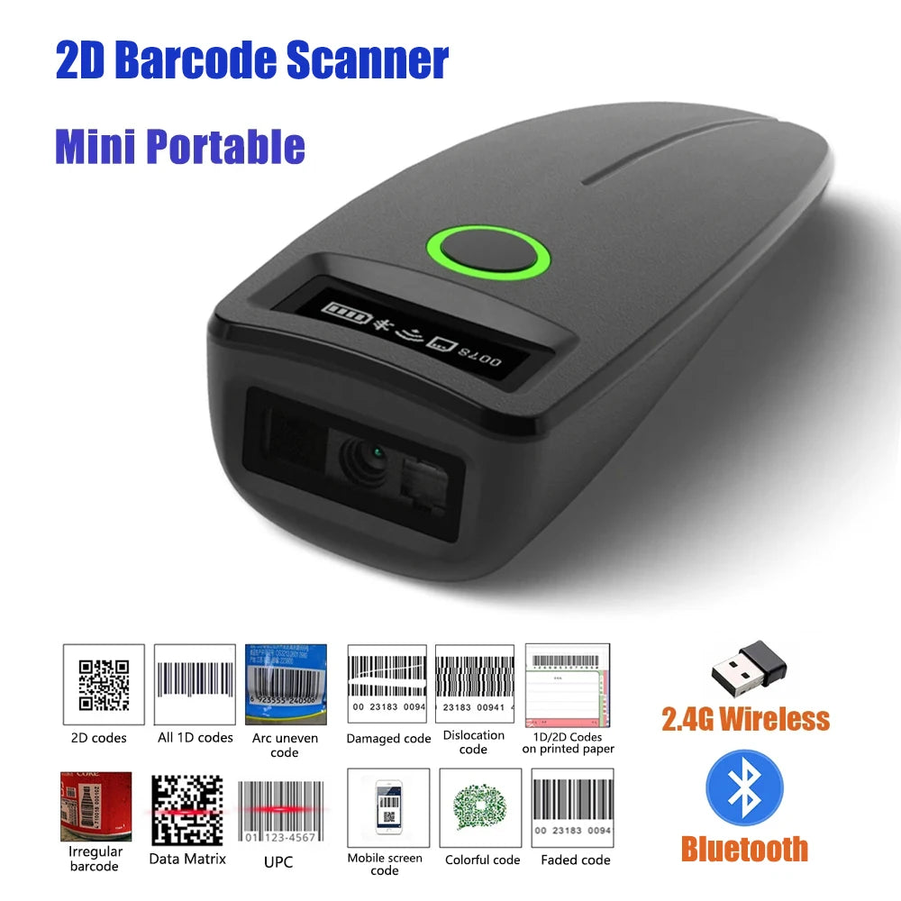 Lettore di Codici a Barre 2D | Lettore QR Code Portatile con Display OLED e Funzione di Archiviazione per Gestione Inventario Efficiente 0