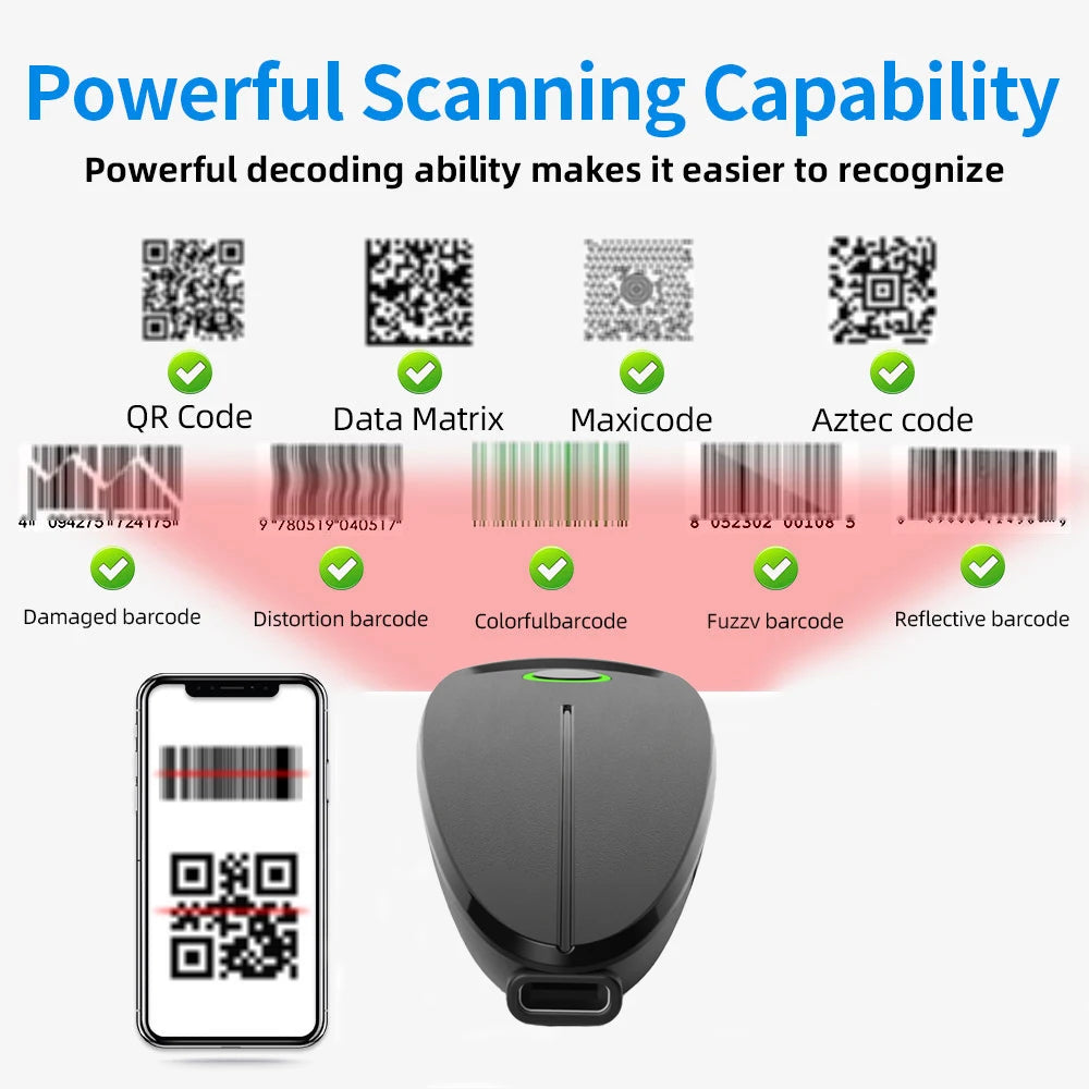 Lettore di Codici a Barre 2D | Lettore QR Code Portatile con Display OLED e Funzione di Archiviazione per Gestione Inventario Efficiente 5