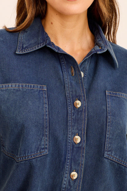 Liam | Elegante Camicia Uomo in Twill di Cotone Indigo 5