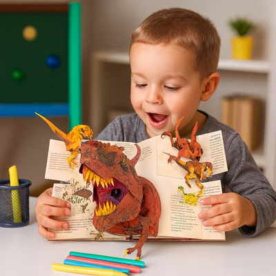 Pop-Up Boek Dinosaurussen | Interactieve 3D Encyclopedie met Kleurrijke Illustraties | Educatief Geschenk om Kinderen te Stimuleren