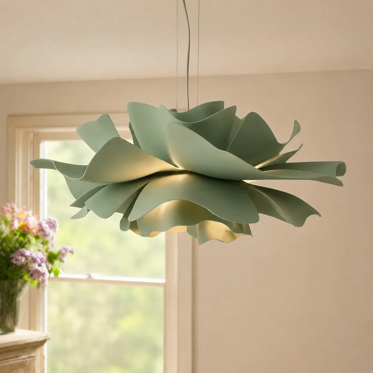 LotusGlow | Elegante Lampada a Sospensione Moderna in Vetro e Metallo 2