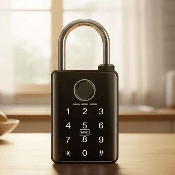 Lucchetto Intelligente | Lucchetto da Esterno con Sensore di Impronte Digitali | Design Robusto per Accesso Sicuro e Veloce 0