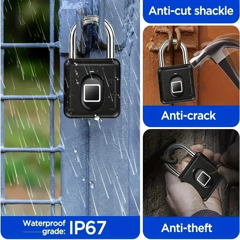Lucchetto Smart | Lucchetto Impermeabile con Impronte Digitali Ricaricabile USB | Sicurezza Senza Chiave per Uso Esterno 2