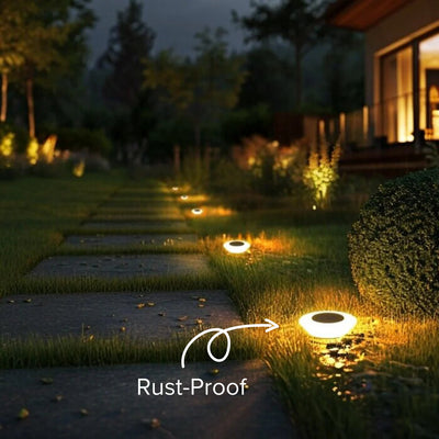 Lampes solaires de jardin | Bornes antirouille avec 14 LED | Éclairage automatique pour plus de sécurité et de confort