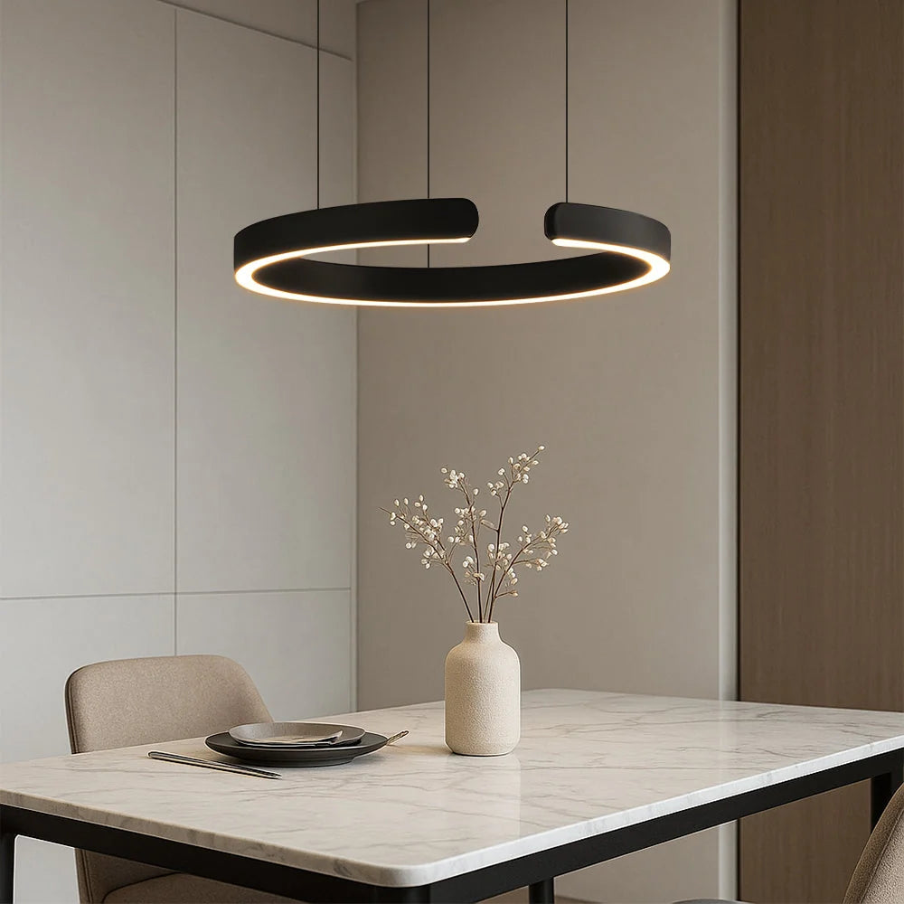 LumoRing | Elegante Moderna Lampada LED Sospesa per Interni 7