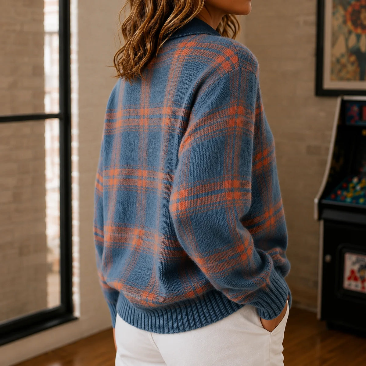 Luna | Elegante Maglione a Quadri con Colletto per Donna 1
