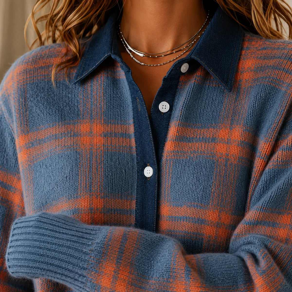 Luna | Elegante Maglione a Quadri con Colletto per Donna 2