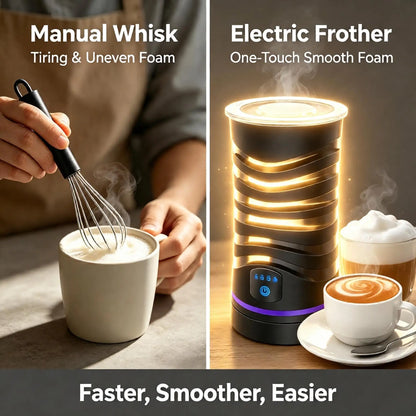 Macchina per Schiuma Latte Elettrica 4 in 1 con Spegnimento Automatico | Design Silenzioso per Cappuccini e Cioccolate Calde 4
