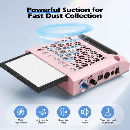Macchina per Unghie 6 in 1 | Trapano Elettrico con Raccoglitore di Polvere e Lampada LED | Strumento Multifunzionale per Nail Art e Design Unghie 1