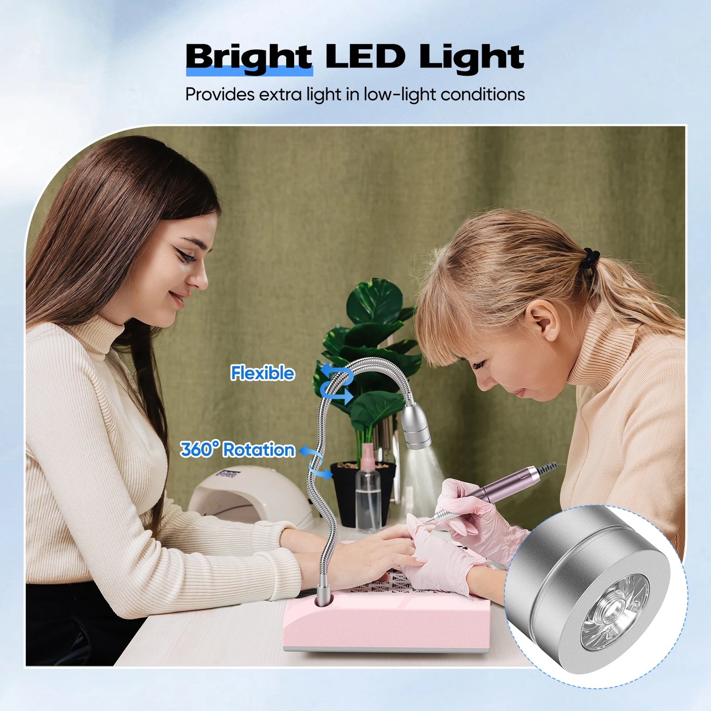Macchina per Unghie 6 in 1 | Trapano Elettrico con Raccoglitore di Polvere e Lampada LED | Strumento Multifunzionale per Nail Art e Design Unghie 5