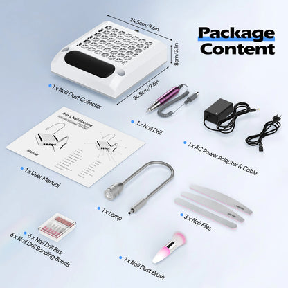 Macchina per Unghie 6 in 1 | Trapano Elettrico con Raccoglitore di Polvere e Lampada LED | Strumento Multifunzionale per Nail Art e Design Unghie 9