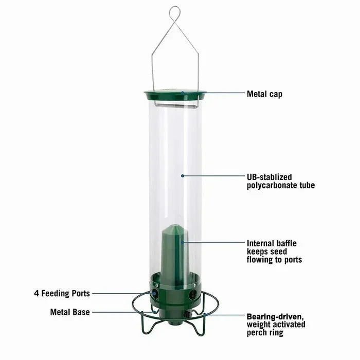 Bird Feeder | Squirrel-Proof with Rotating Perch | Durable Design for Continuous Feeding