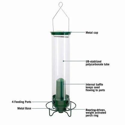 Bird Feeder | Squirrel-Proof with Rotating Perch | Durable Design for Continuous Feeding