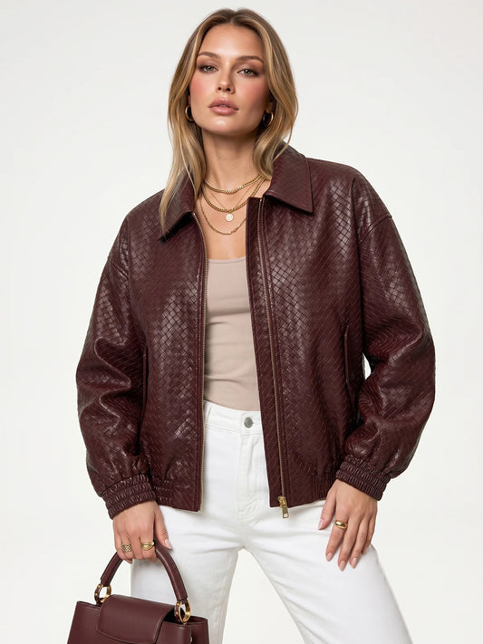Marco | Elegante Bomber Pelle Uomo In Ecopelle Intrecciata 0