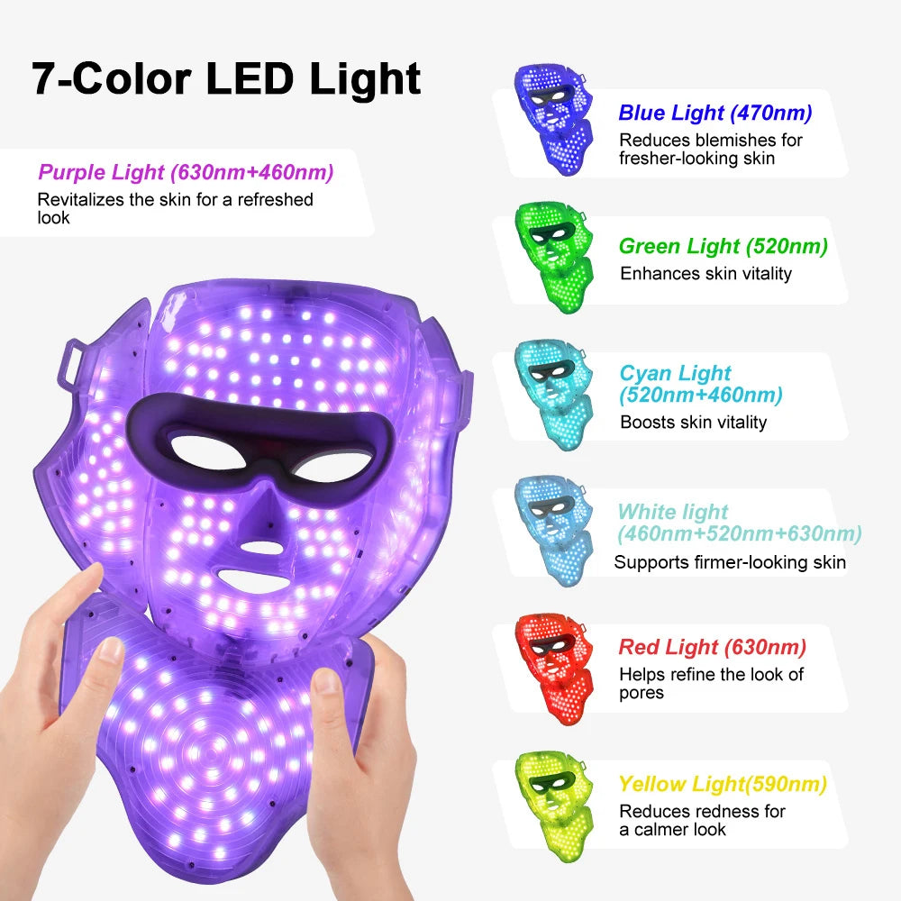 Maschere Facciali LED | Maschera Ringiovanente Senza Fili con 7 Colori | Trattamento Anti-Aging per una Pelle Sana e Luminoso 1