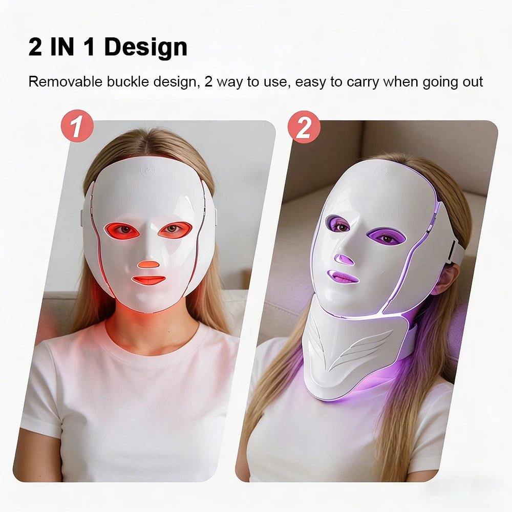 Maschere Facciali LED | Maschera Ringiovanente Senza Fili con 7 Colori | Trattamento Anti-Aging per una Pelle Sana e Luminoso 2