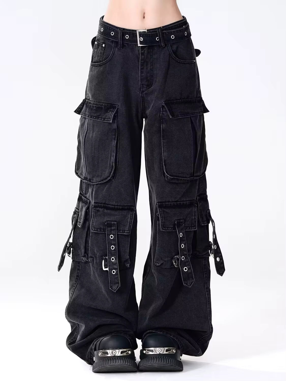 Mason | Vintage Cargo Jeans Dritti con Multitasche per Look Grunge 3