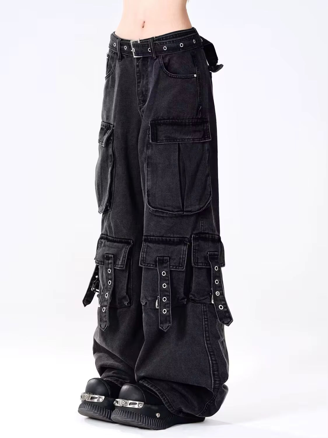 Mason | Vintage Cargo Jeans Dritti con Multitasche per Look Grunge 4