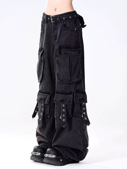 Mason | Vintage Cargo Jeans Dritti con Multitasche per Look Grunge 4