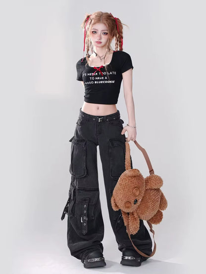 Mason | Vintage Cargo Jeans Dritti con Multitasche per Look Grunge 5