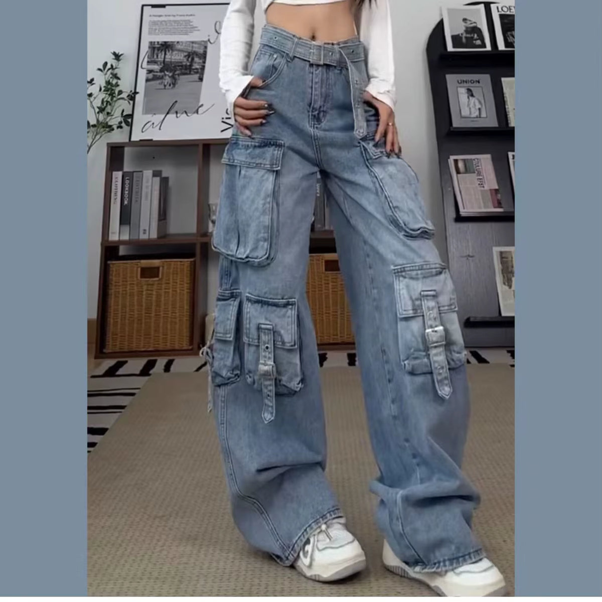 Mason | Vintage Cargo Jeans Dritti con Multitasche per Look Grunge 6