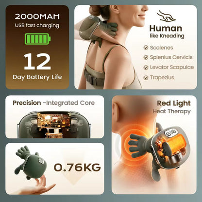 Shiatsu Neck and Shoulder Massager with Heat - Lightweight Design for Deep Relaxation