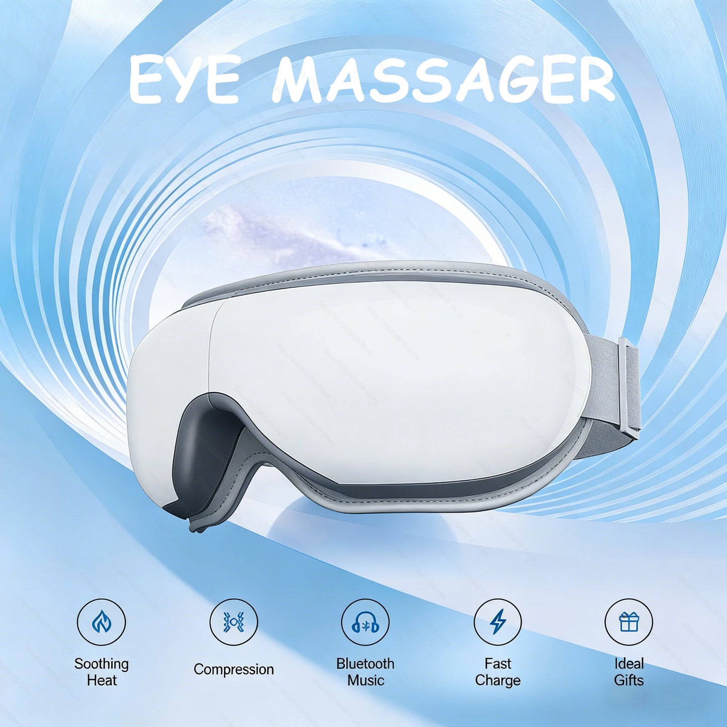Massaggiatore per Occhi | Maschera Bluetooth con Vibrazione e Riscaldamento | Rilassamento e Comfort per Alleviare l'Affaticamento Visivo 0