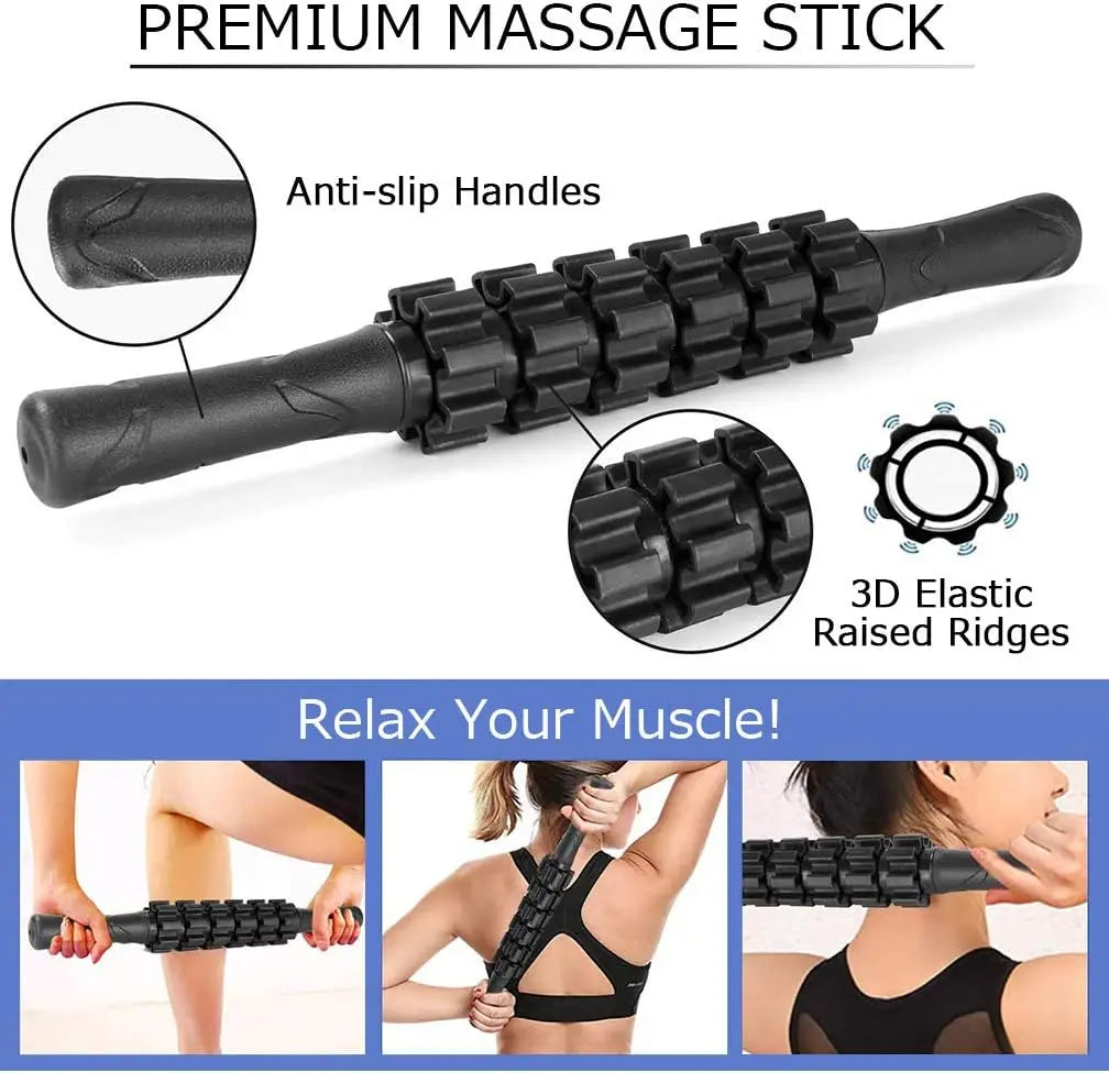 Massaggio Profondo | Set 5 in 1 con Sfera, Bastone e Rullo per Esercizi di Fitness e Recupero Muscolare 5
