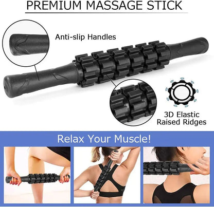 Massaggio Profondo | Set 5 in 1 con Sfera, Bastone e Rullo per Esercizi di Fitness e Recupero Muscolare 5