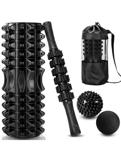 Massaggio Profondo | Set 5 in 1 con Sfera, Bastone e Rullo per Esercizi di Fitness e Recupero Muscolare 6