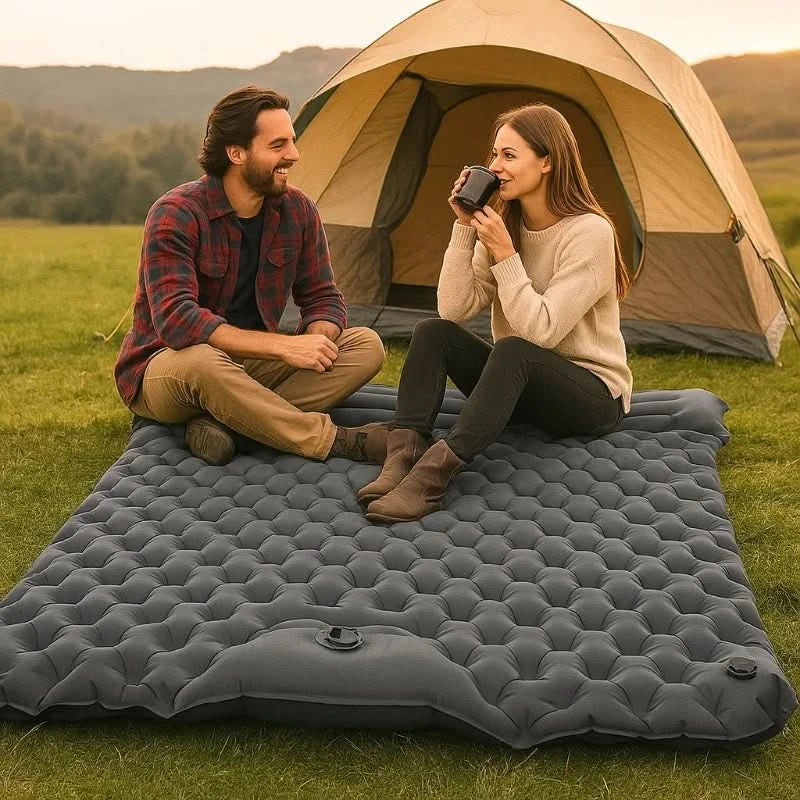 Ultralight Double Self-Inflating Trekking Mattress with Extra Wide Design | Ideal Comfort for Camping and Hiking