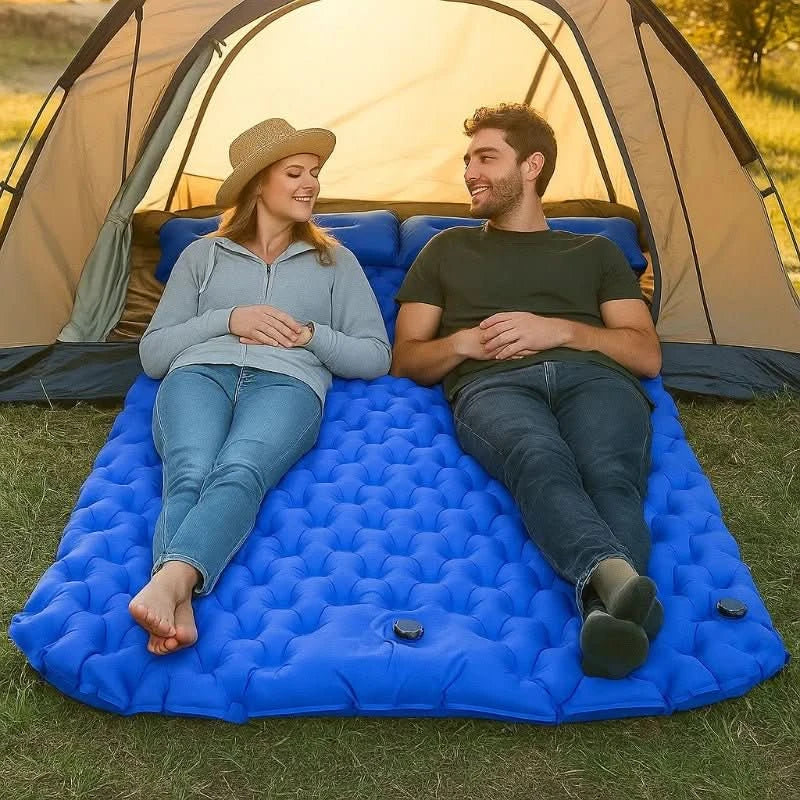 Ultralight Double Self-Inflating Trekking Mattress with Extra Wide Design | Ideal Comfort for Camping and Hiking