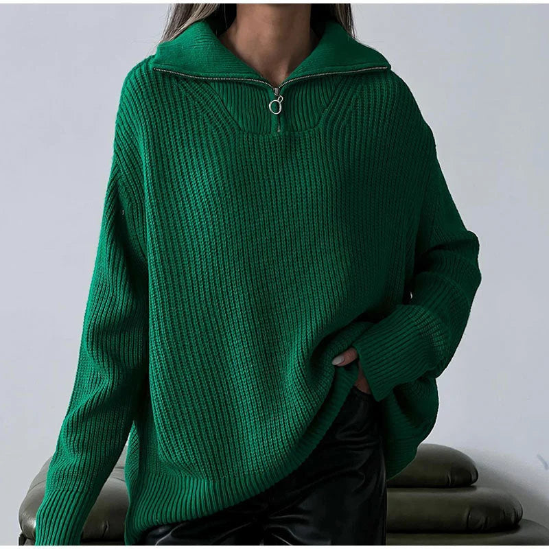 Mia | Comodo Maglione Oversize con Mezza Zip per Donna 1