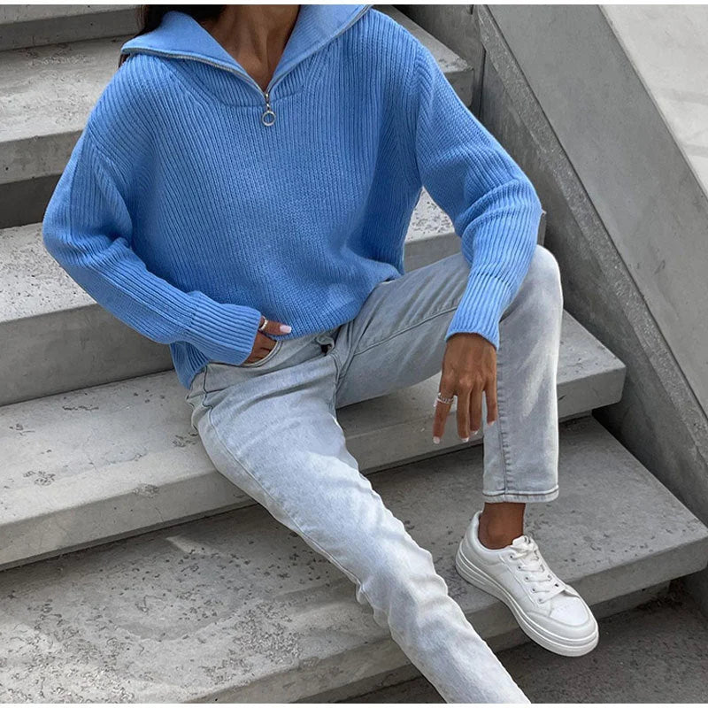 Mia | Comodo Maglione Oversize con Mezza Zip per Donna 2